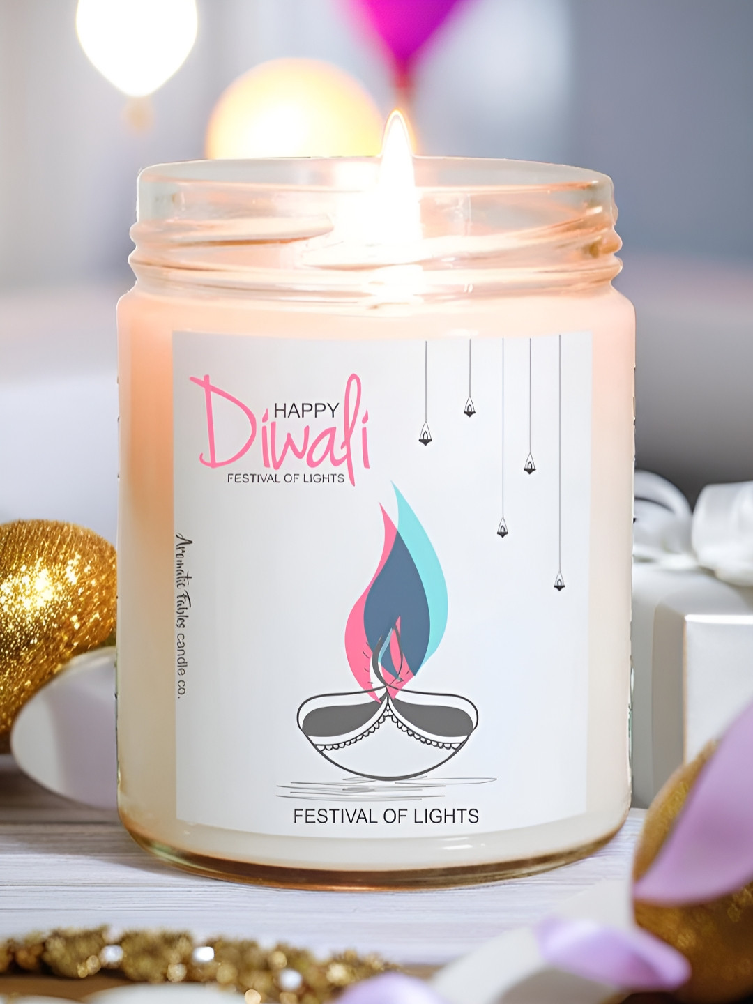 Aromatic Fables White & Pink Velvet Rose Scented Jar Candle