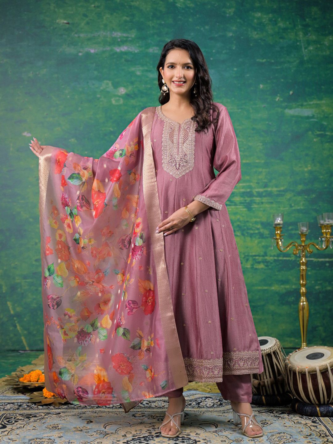 AUTUMN LANE Women Shanti Salmon Full Work Suit Set