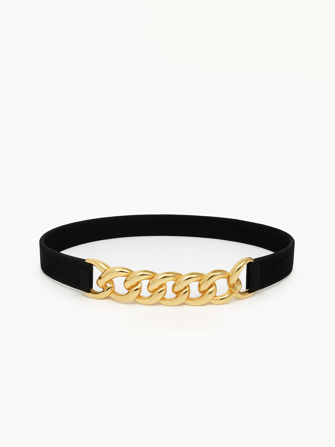 Niddleman Women Embellished Stretchable Waist Belt with Gold Chain Detail