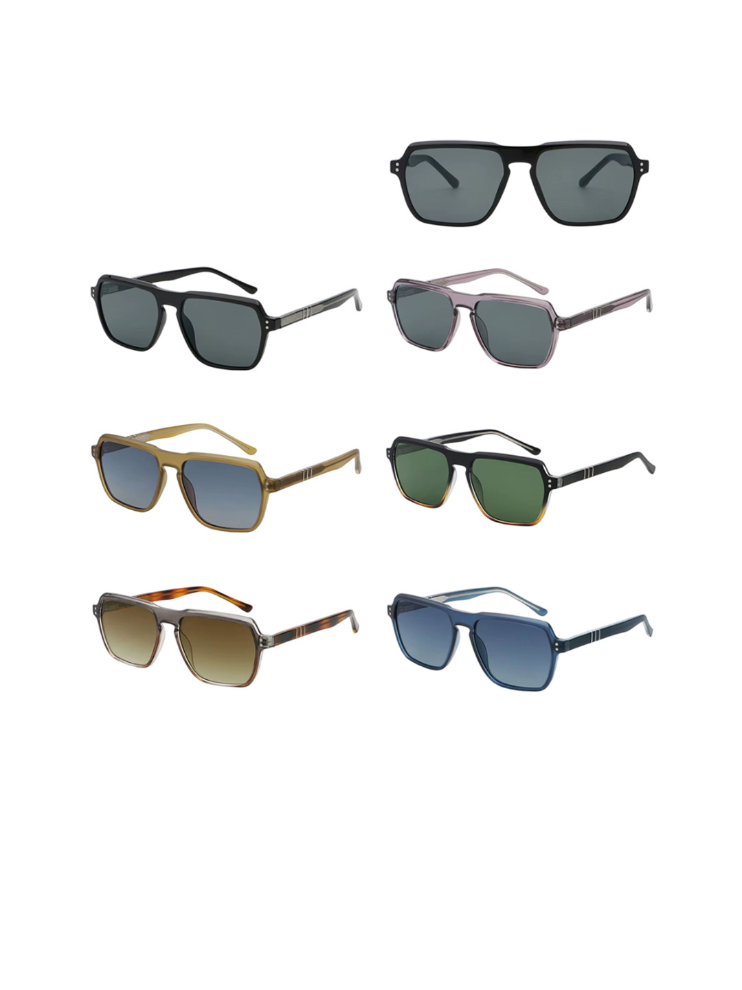 AUGEN Unisex Green Lens & Black Square Sunglasses VI-SG-258-C4