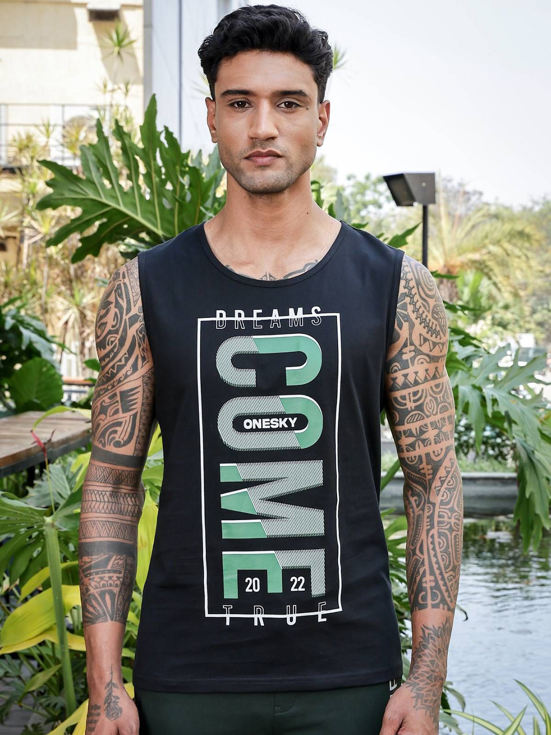 ONE SKY Men Alphanumeric Printed Pure Cotton Innerwear Vests