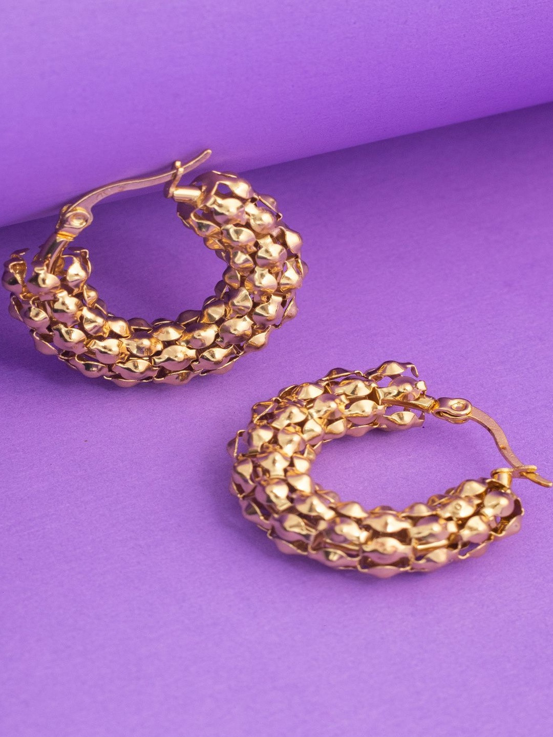 Jewelz Twisted Shine Gold Hoop Earrings