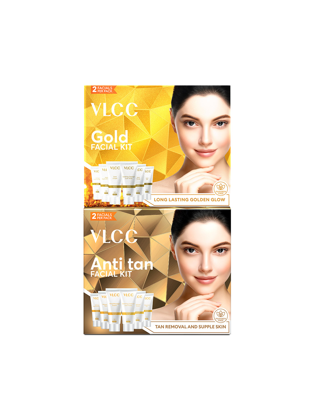 VLCC Gold Single Facial Kit - 60g & Anti-Tan Single Facial Kit - 60g