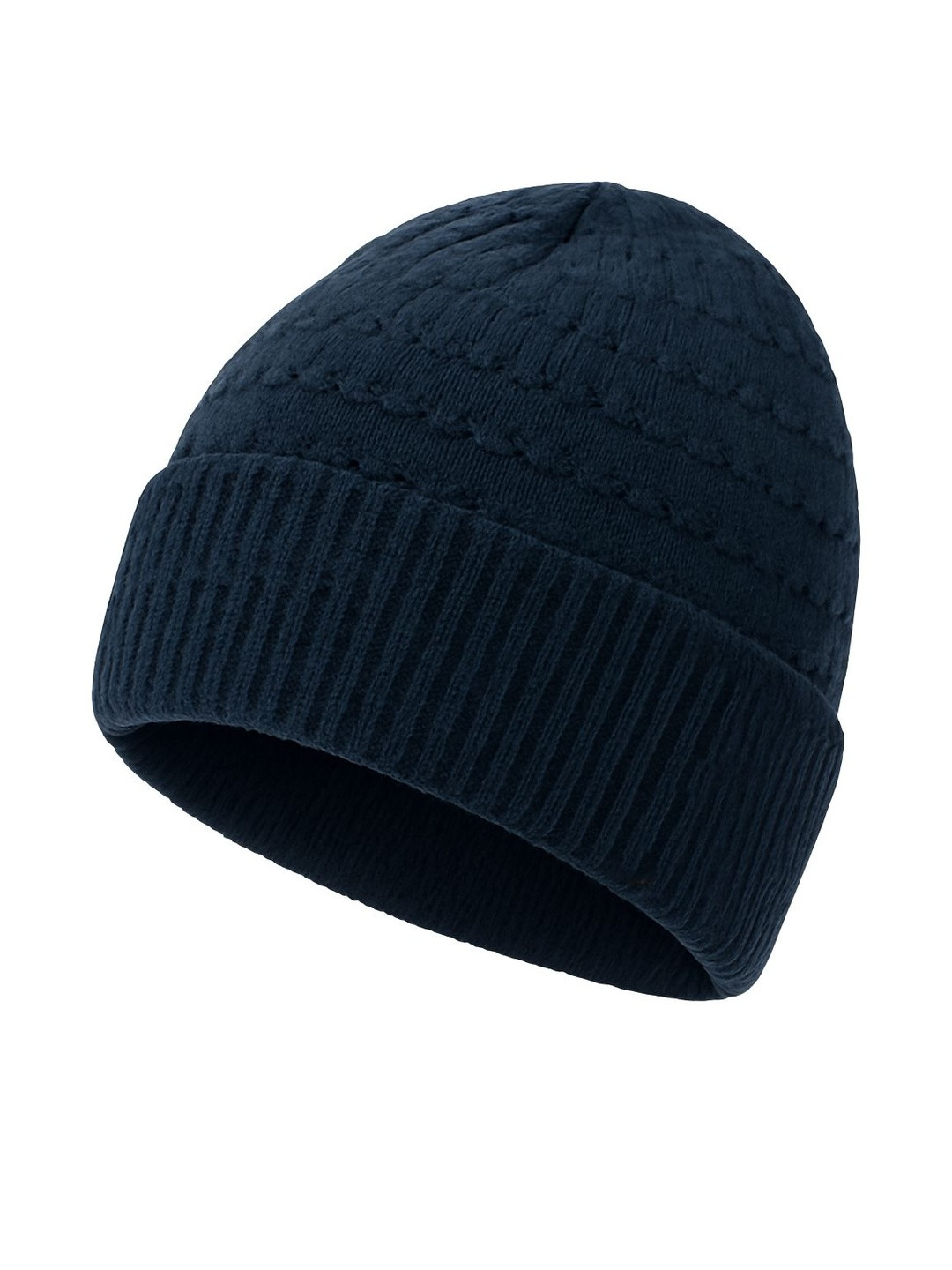 Cdeck Men Navy Blue Woolen Beanie
