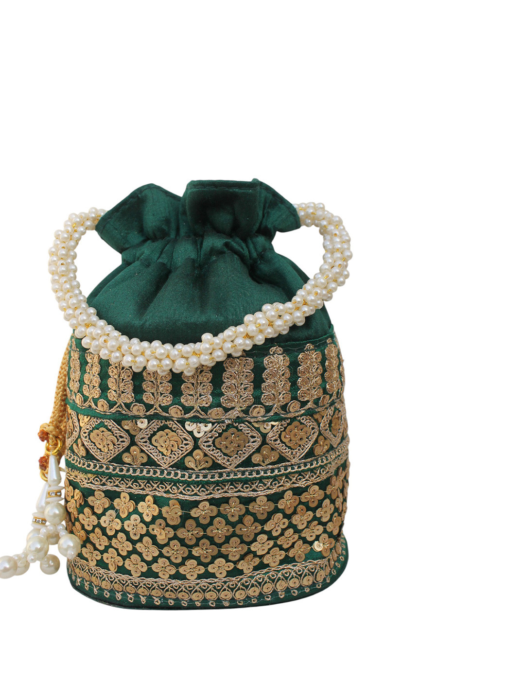 Milan's Creation Women Ethnic Motifs Embellished Bucket Handheld Bag