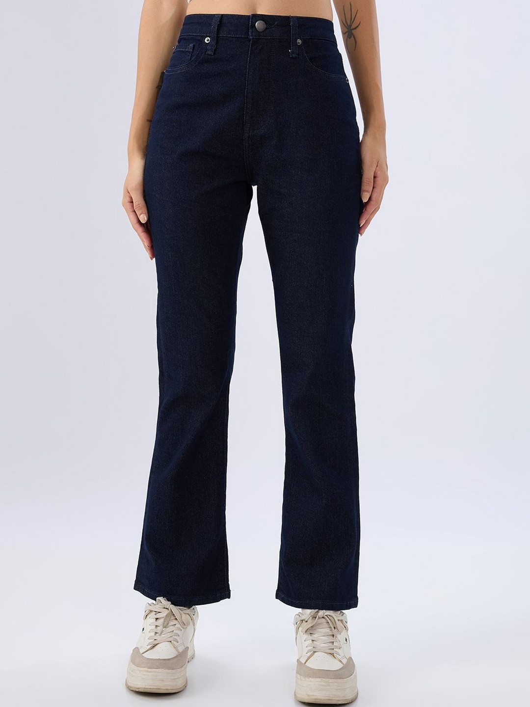 Spykar Raw Blue Boot Cut Fit High Rise Jeans For Women