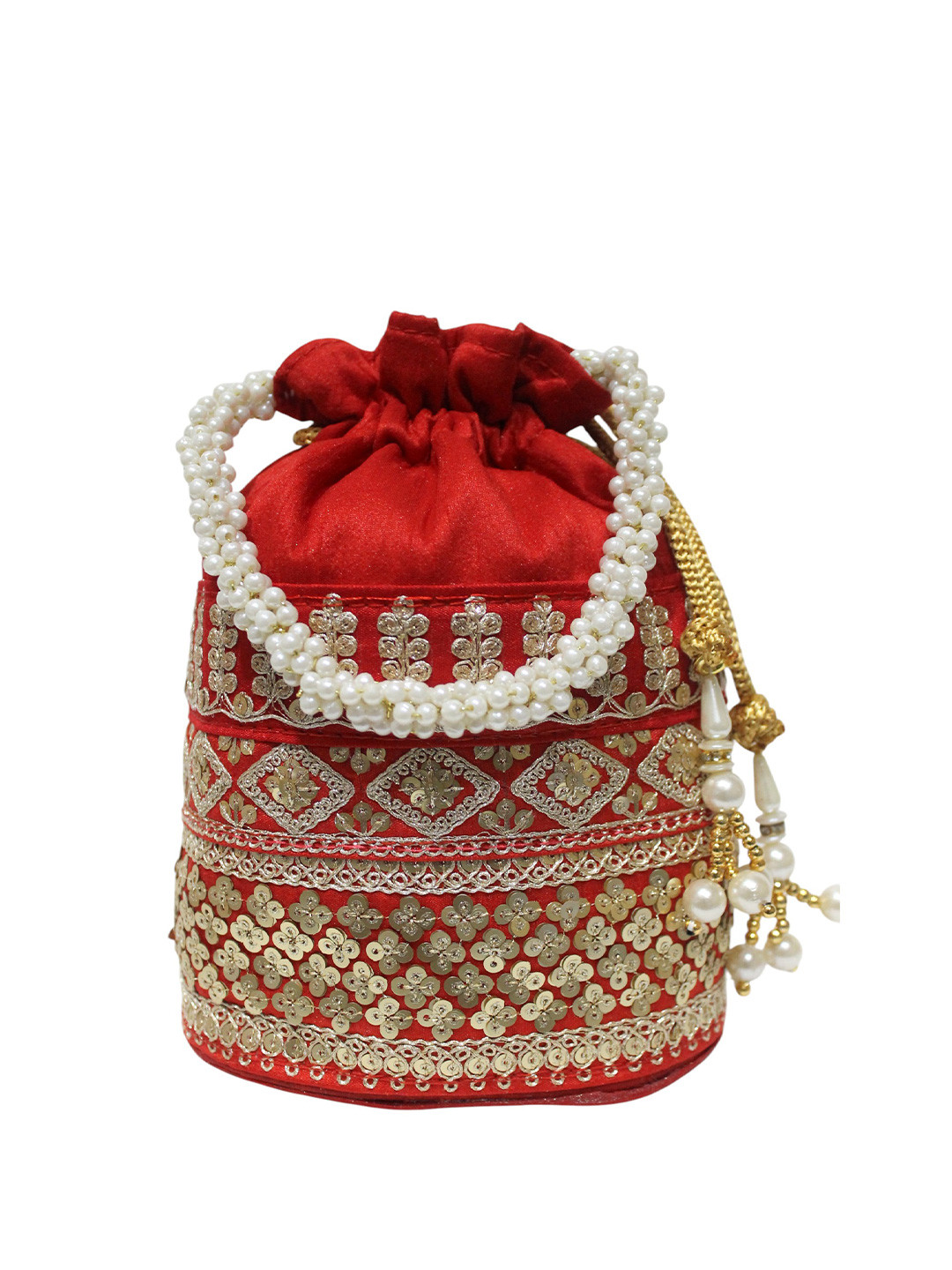 Milan's Creation Floral Embroidered Bucket Polti Clutch