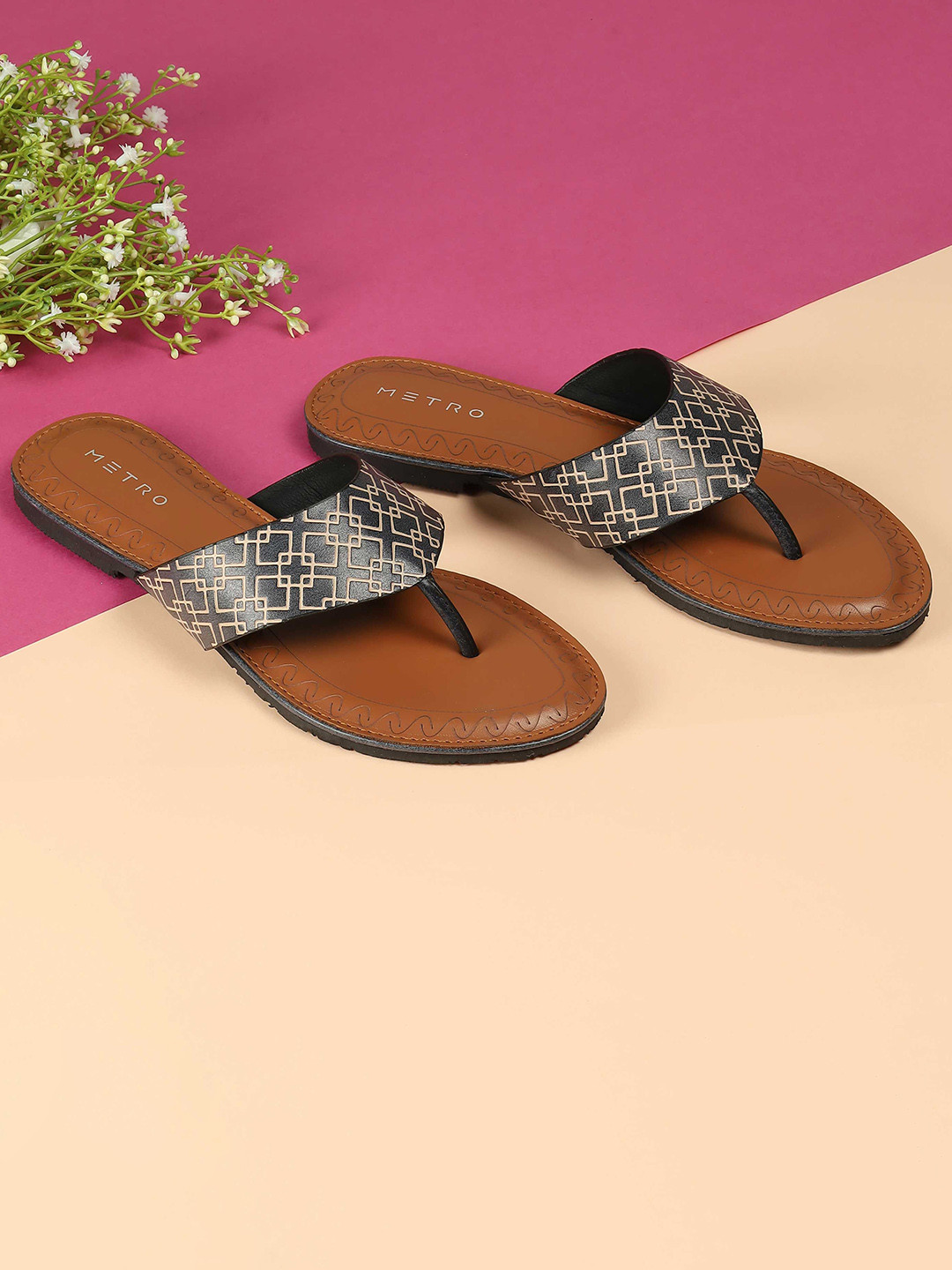 Metro Women Slip-On T-Strap Flats
