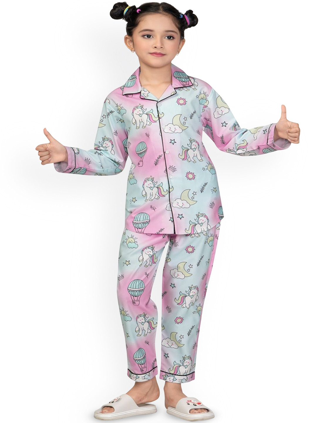BAESD Girls Unicorn Print Shirt & Pyjama Night suit
