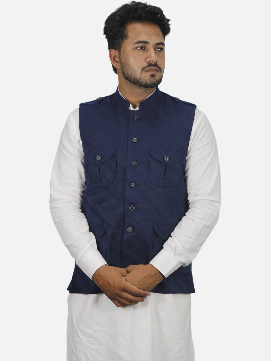 GARGIAN Master Cut Men Navy Blue Wool Jackets