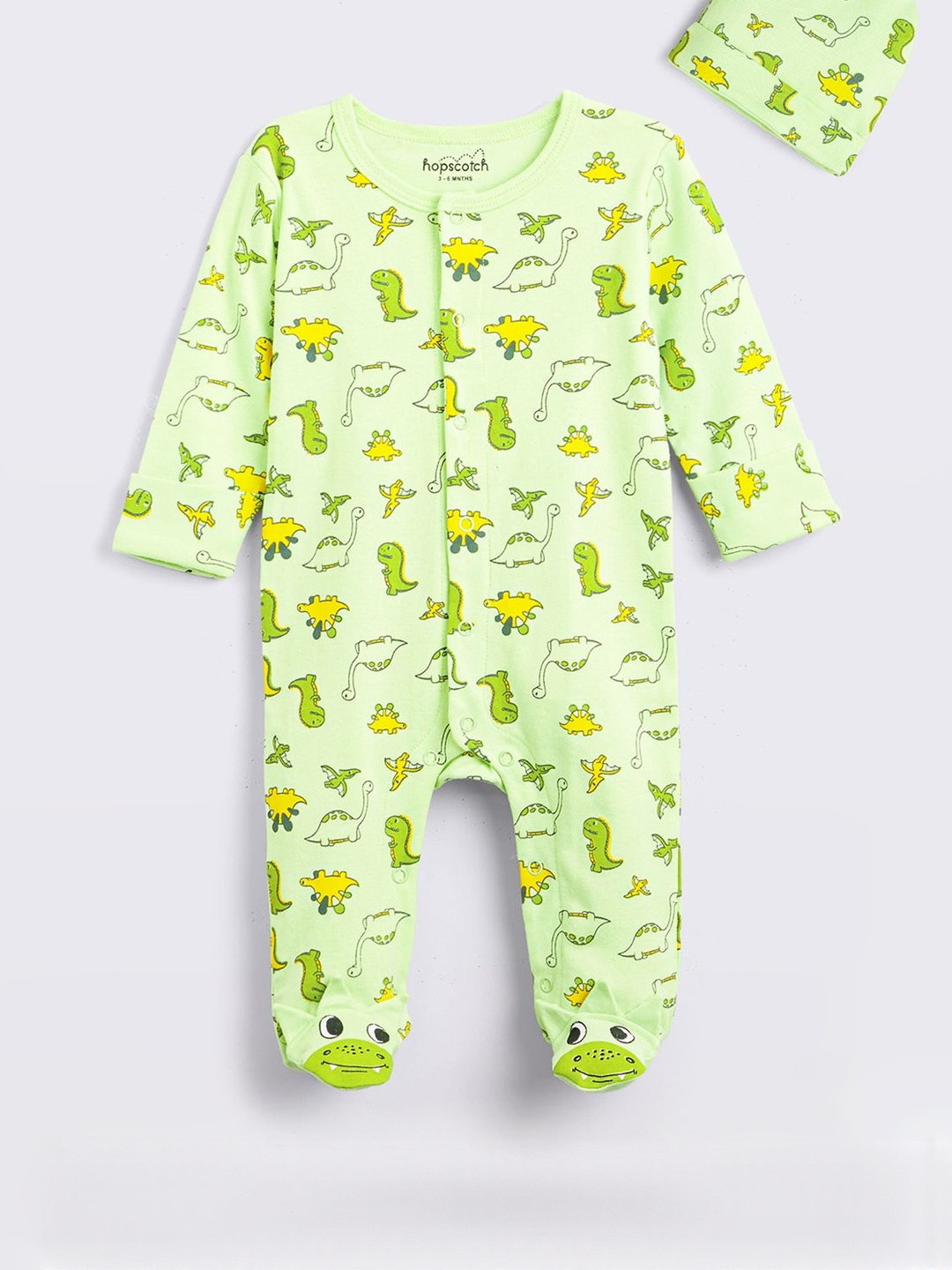 Hopscotch Boys Animal Printed Bodysuit With Cap