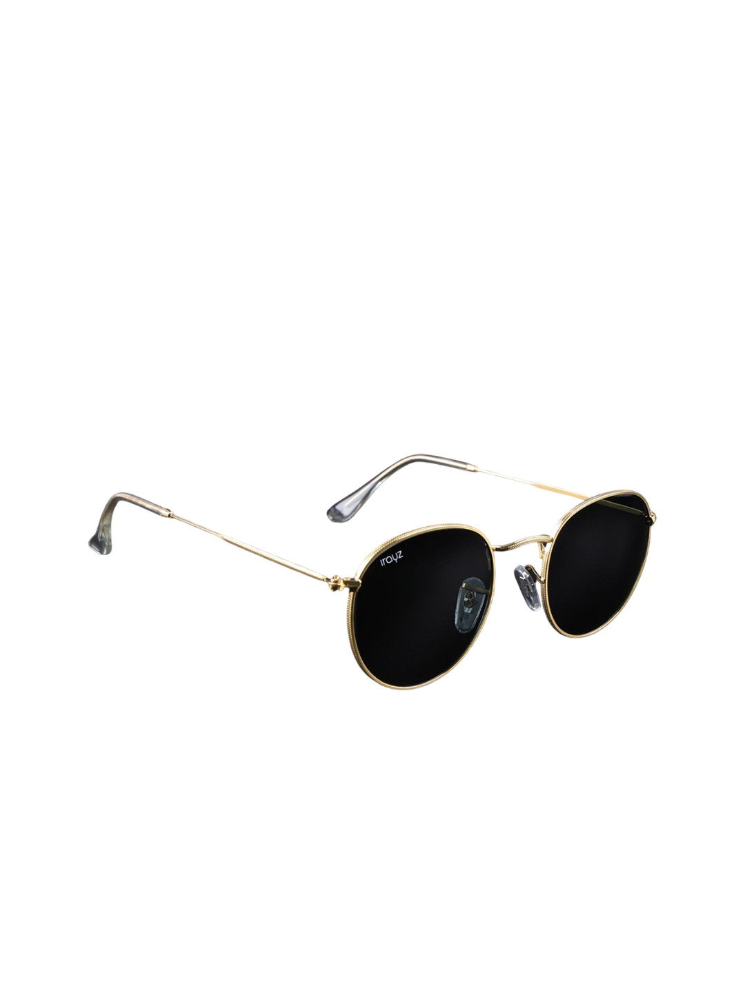 Irayz Unisex Full Rim UV Protected Gold-Toned Round Sunglasses 3448- Gold-Black