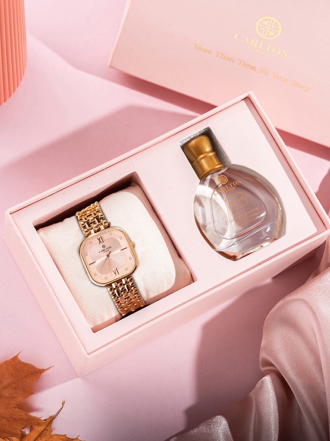 Carlton London Stainless Steel Set Of 2 Watch & Perfume Gift Set