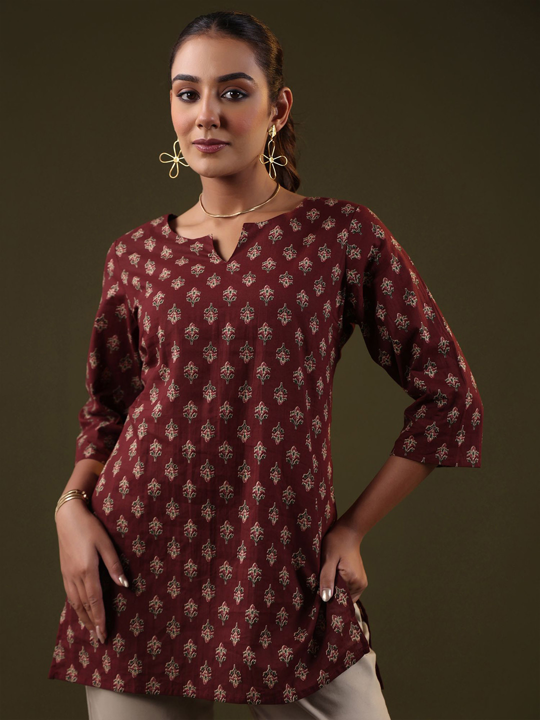 RIMELINE FASHION Women Ethnic Motifs Printed Pure Cotton Kurti