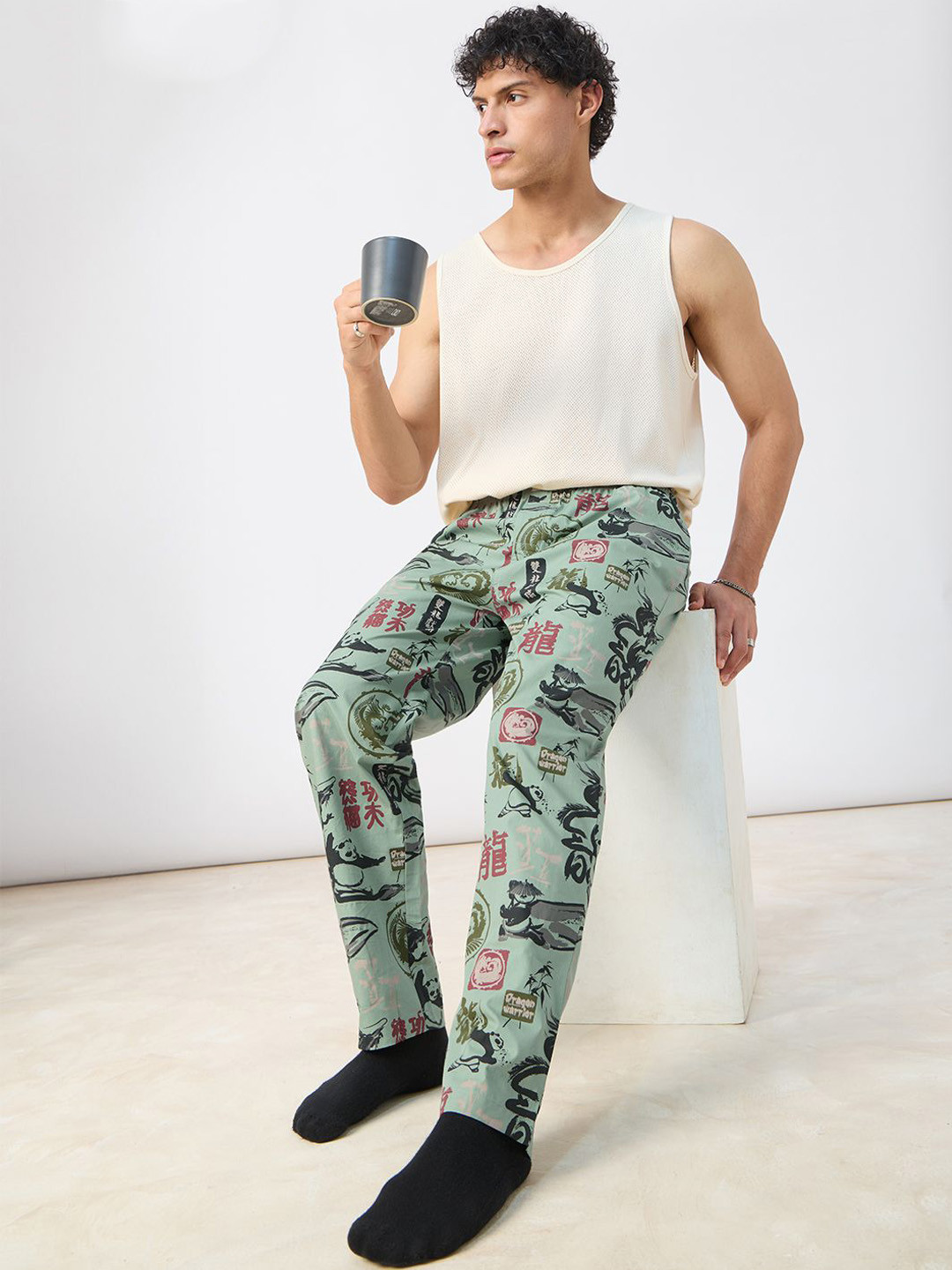 The Souled Store Kung Fu Panda: Warrior Printed Cotton Lounge Pants