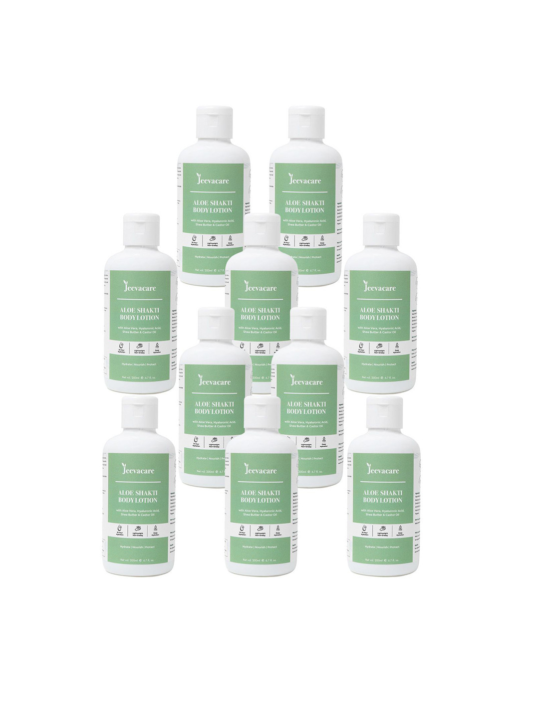 Jeevacare Set Of 10 Aloe Shakti Body Lotion - 200 ml Each