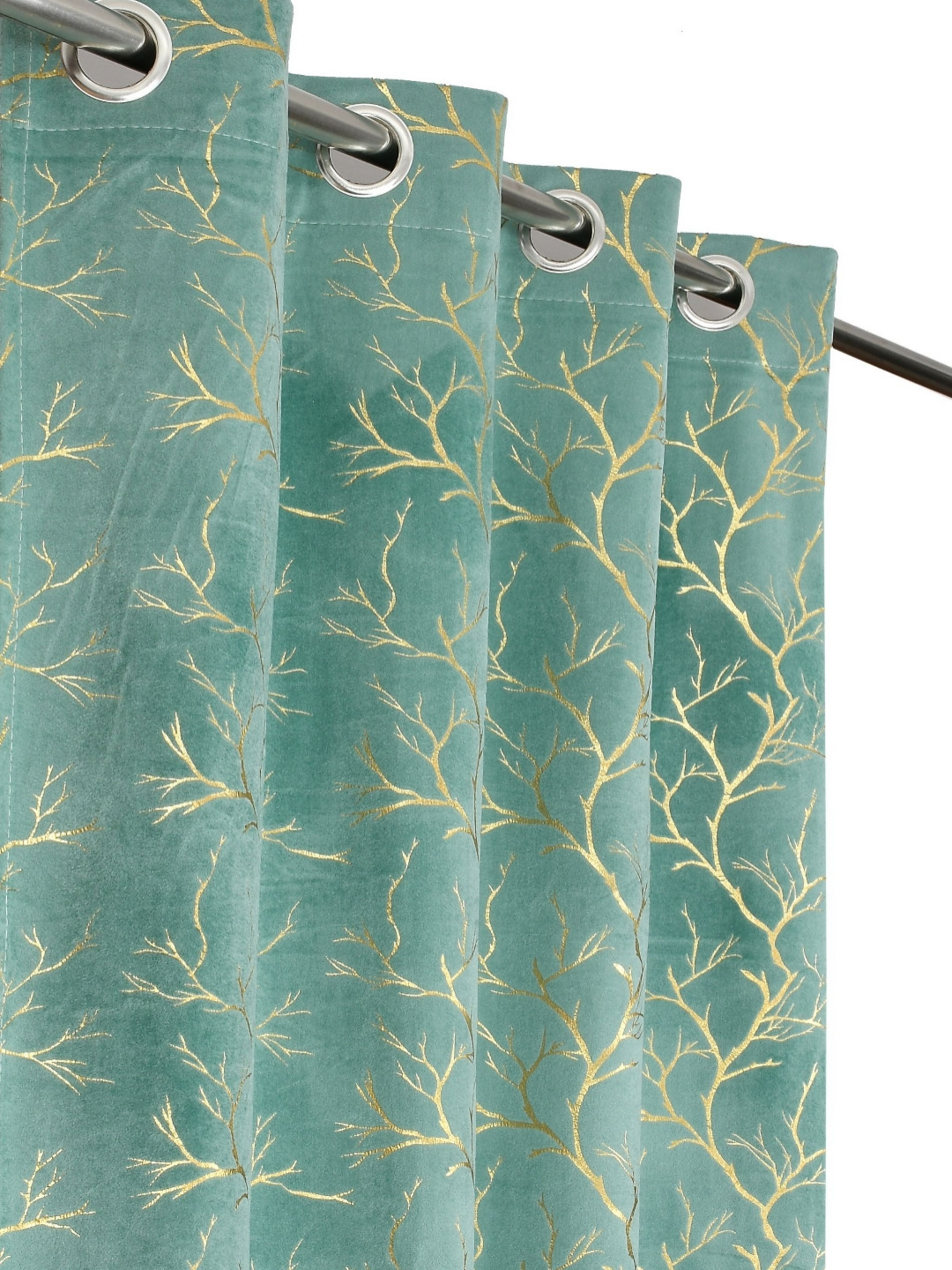 GEET CREATIONS  Blue & Gold Abstract Printed Room Darkening Long Door Curtain