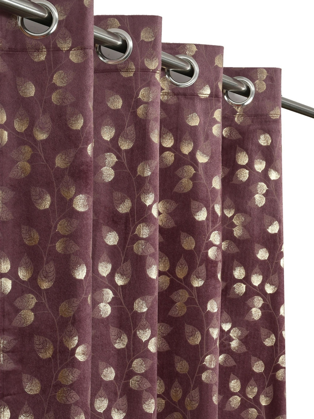 GEET CREATIONS Maroon & Gold Abstract Printed Room Darkening Long Door Curtain
