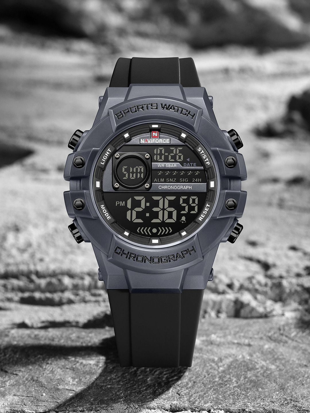 Naviforce Men Dial & Straps Digital Chronograph Watch NF6102 GY-GY-B