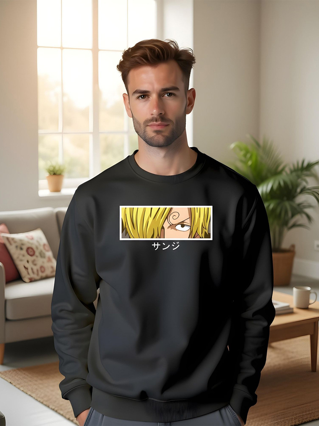 Shopifyy Men Graphic Printed Round Neck Long Sleeves Pullover Sweatshirt