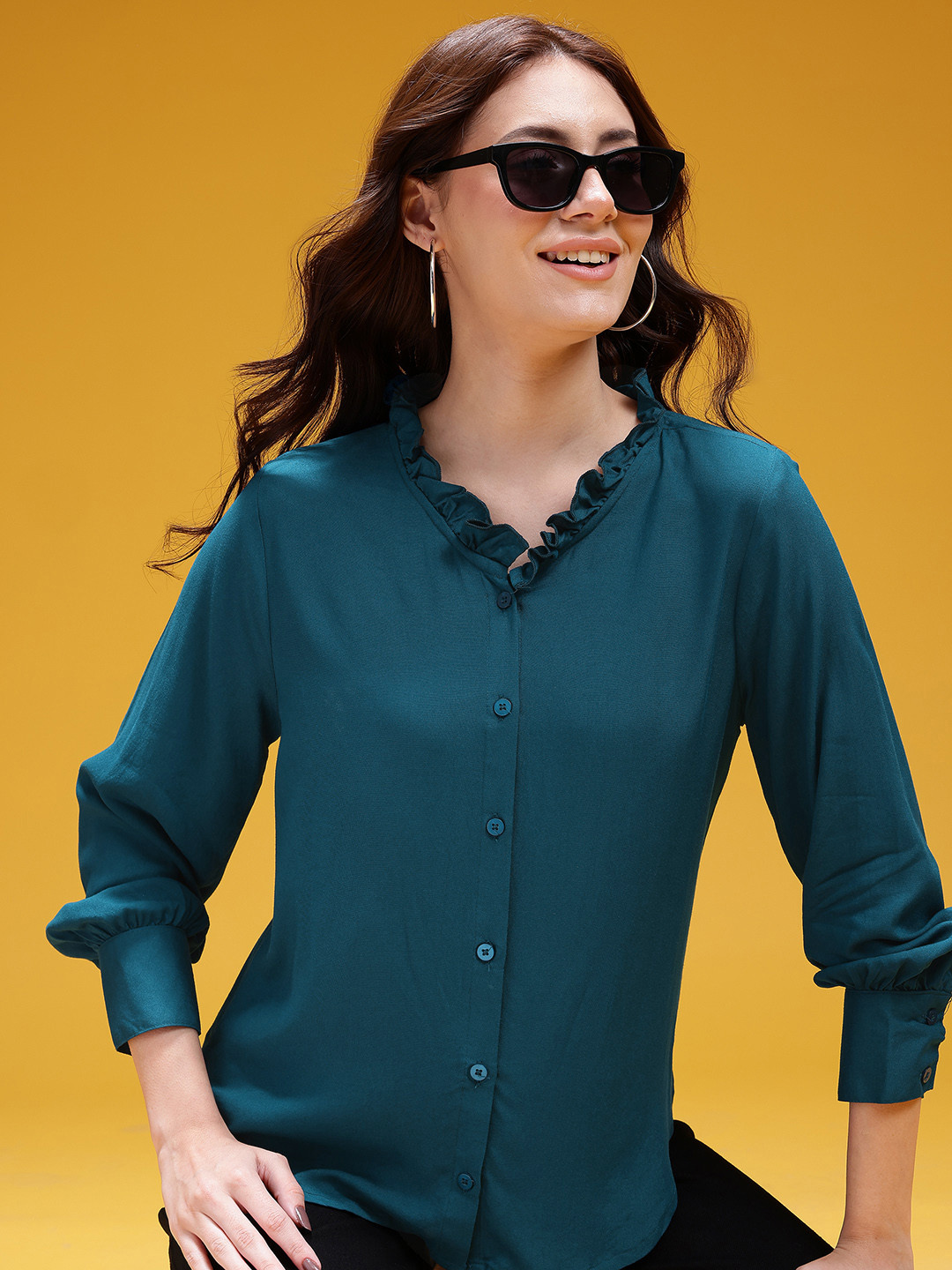 HERE&NOW Casual Shirt With Frilly Collar