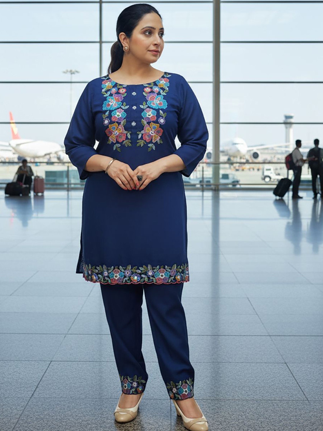 SAKSHI- The Wedding Store Embroidered Tunic With Trousers Co-Ords