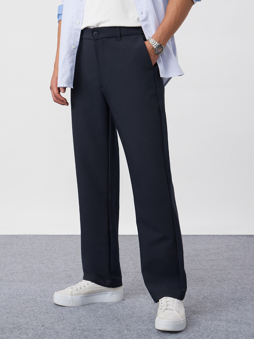 The Souled Store Men Classic Fit Super Pants Trousers