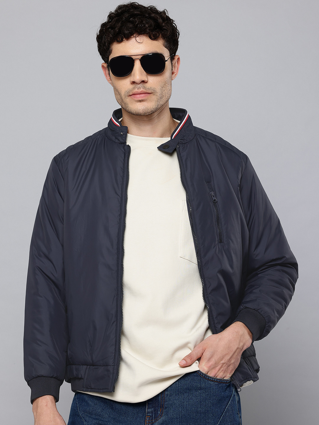 Fort Collins Contrast Stripes Bomber Jacket