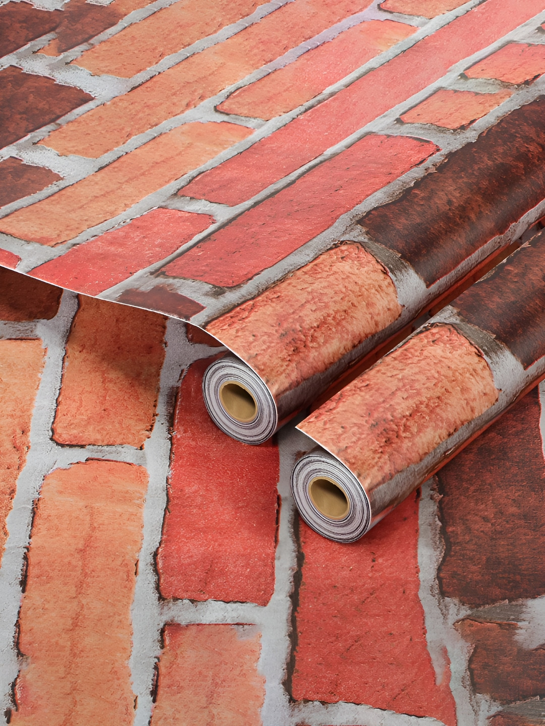 Aura Orange-Colored & White 2 Pieces Printed Waterproof Wallpapers