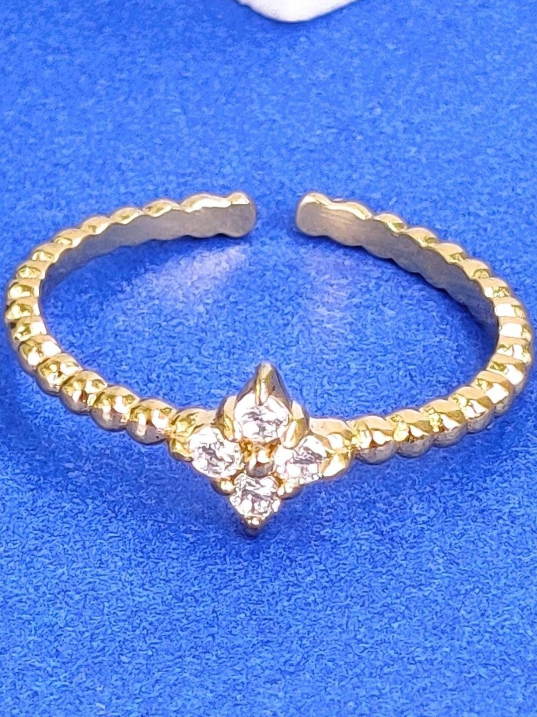 LOLO LePA Women Gold-Plated Cubic Zirconia Stones Studded Starry Band Ring