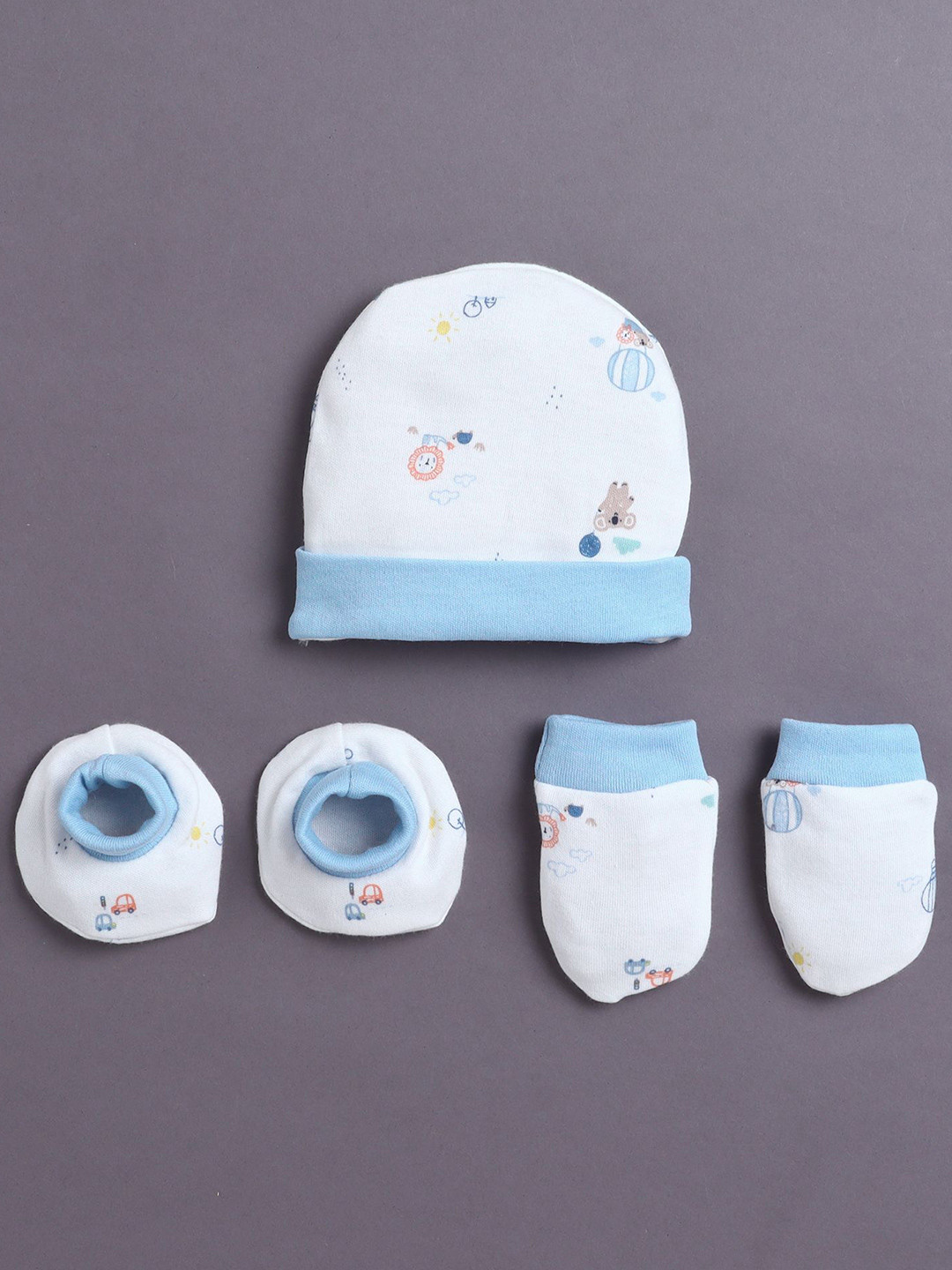BUMZEE Boys Cotton Cap Mitten Bootie Set