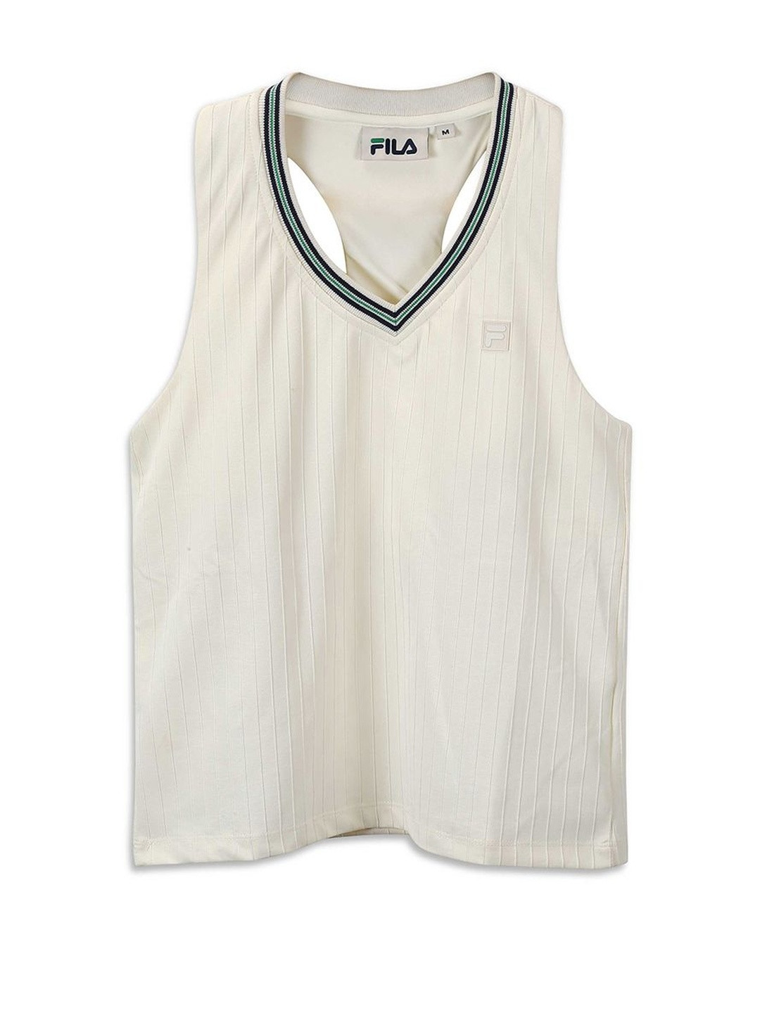 FILA GRAF Women Vertical Stripes Striped V-Neck Sleeveless Vest Top