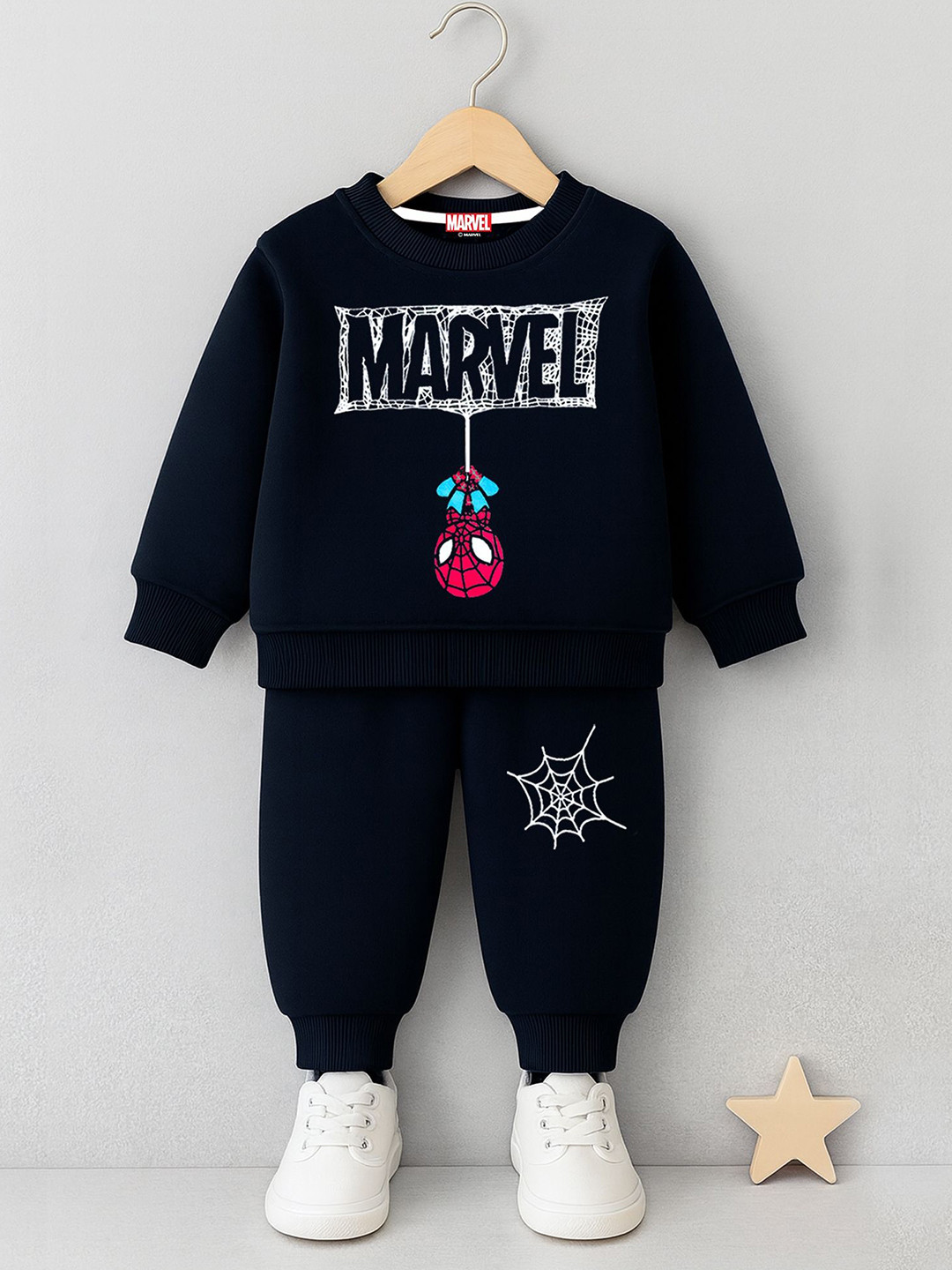 YK Marvel Boys Graphic Printed Sweatshirt With Joggers
