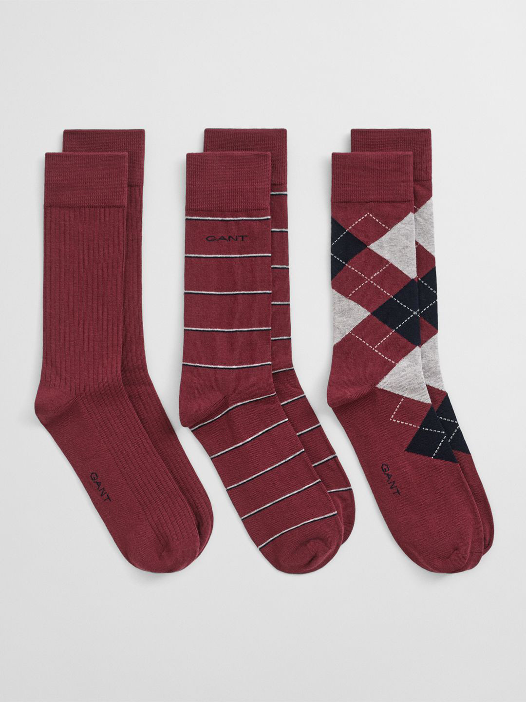 GANT Men Pack Of 3 Argyle & Stripe Socks