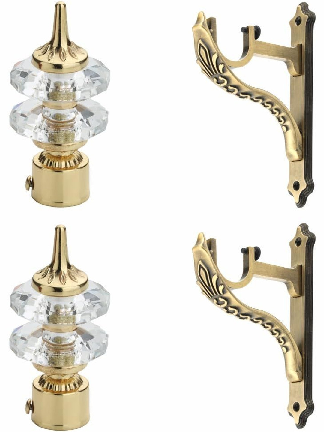 GLOXY Gold Aluminium Double Diamond Curtain Brackets Parda Holders