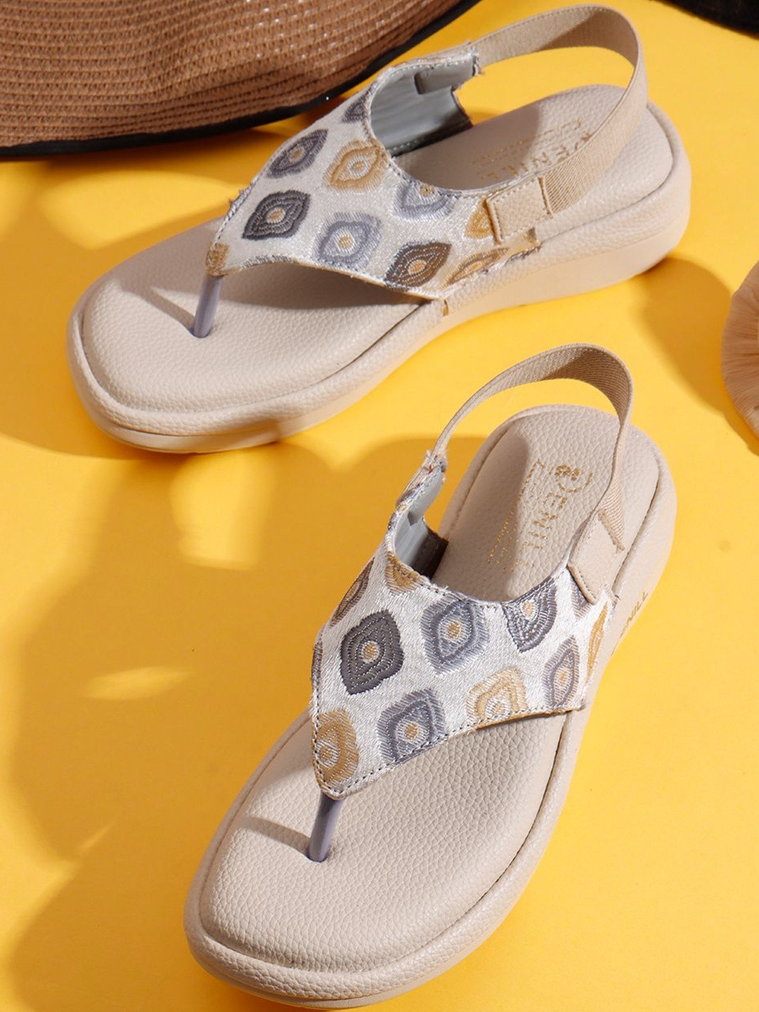 Denill Women Slingback Strap & Cushioned Sole Thong Heels