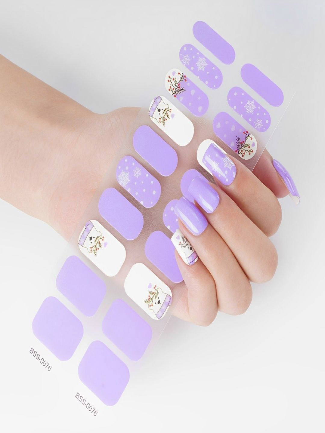 TLISMI Set Of 20 Self Adhesive Semi Cured Nail Gel Strips - Merry Lilac