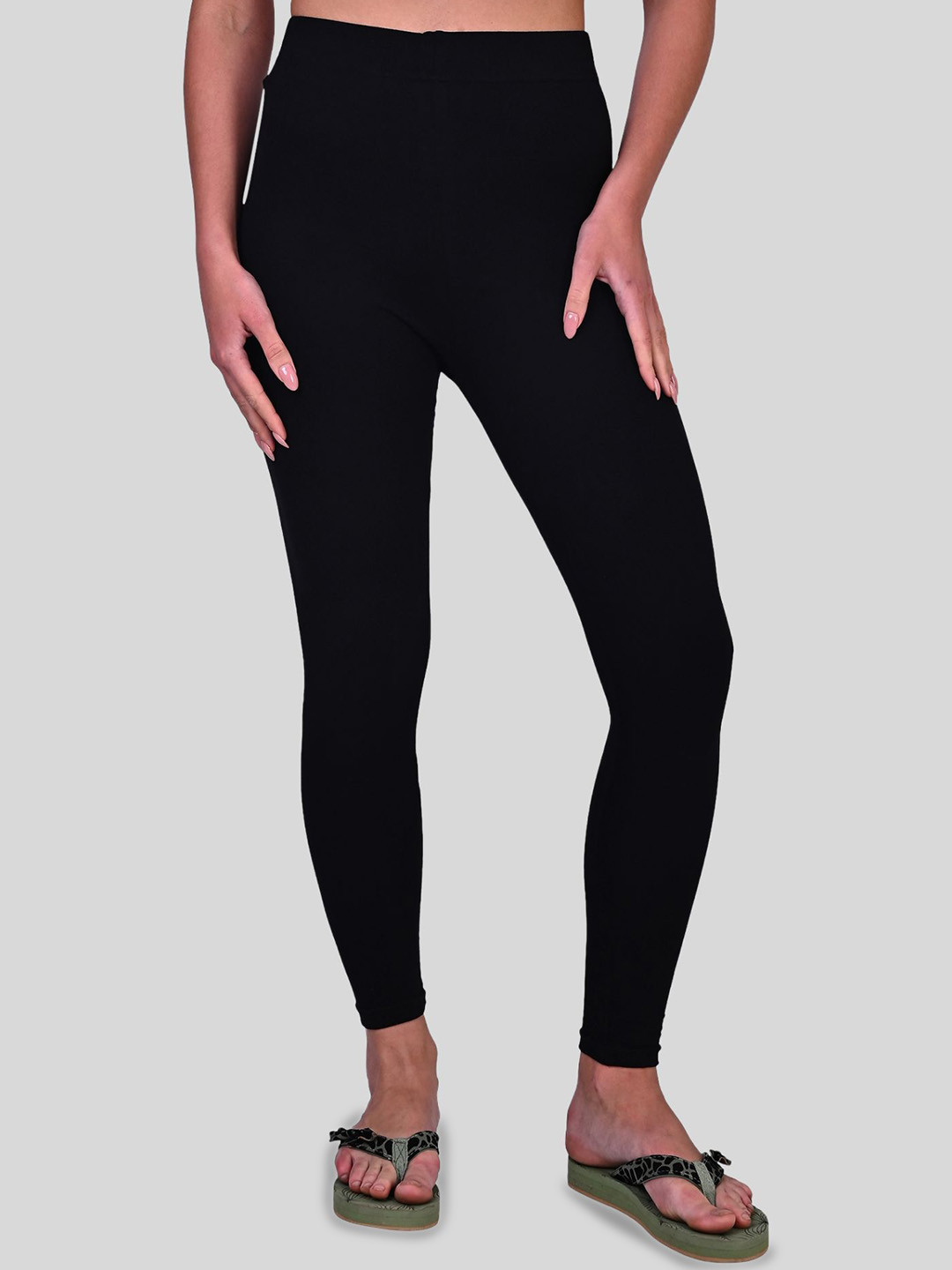ZAYANQA Women Slim-Fit Ankle-Length Stretchable Cotton Black Leggings