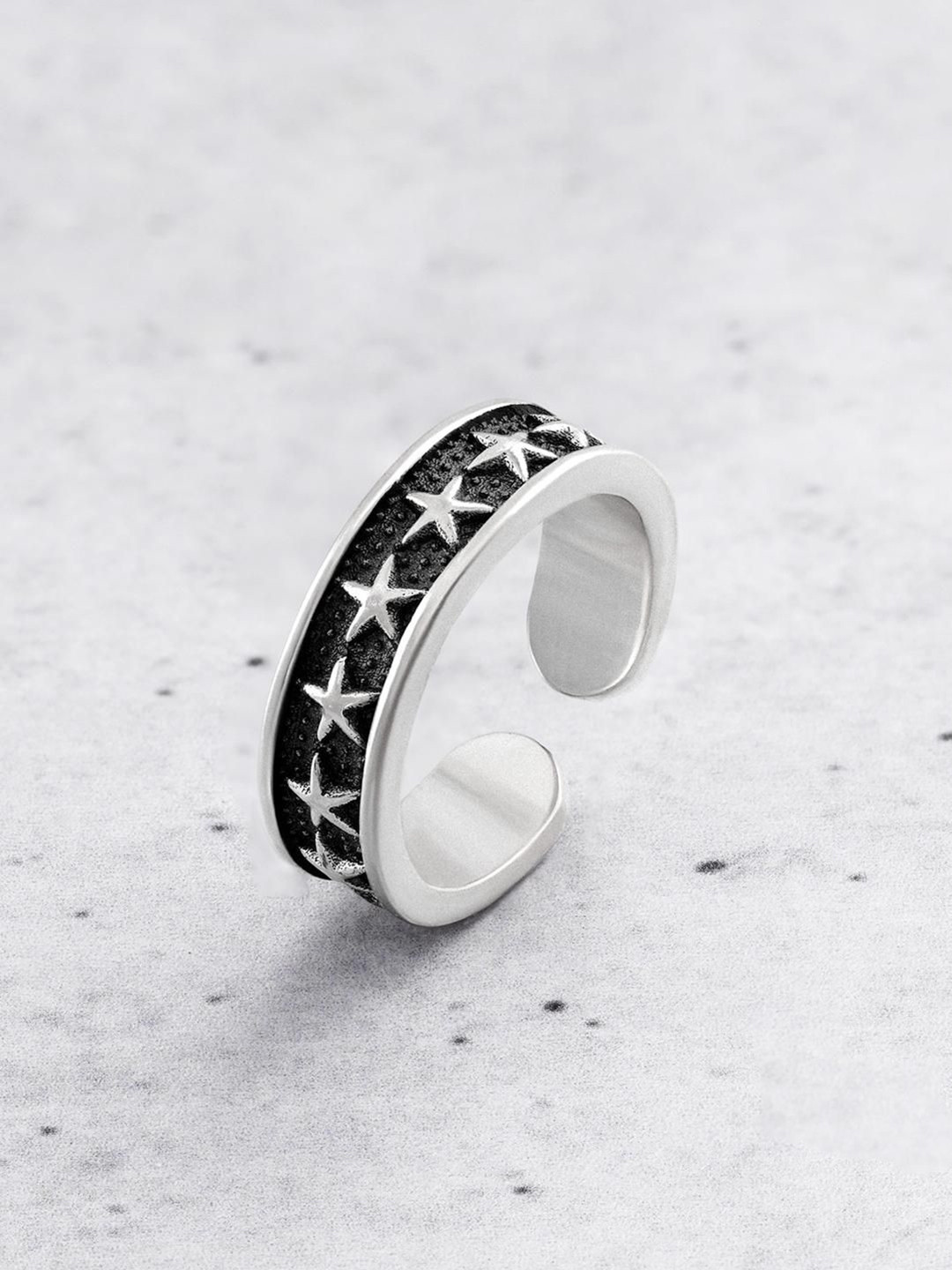ORIONZ Men Sterling Silver Stardust Rebel Adjustable Finger Ring