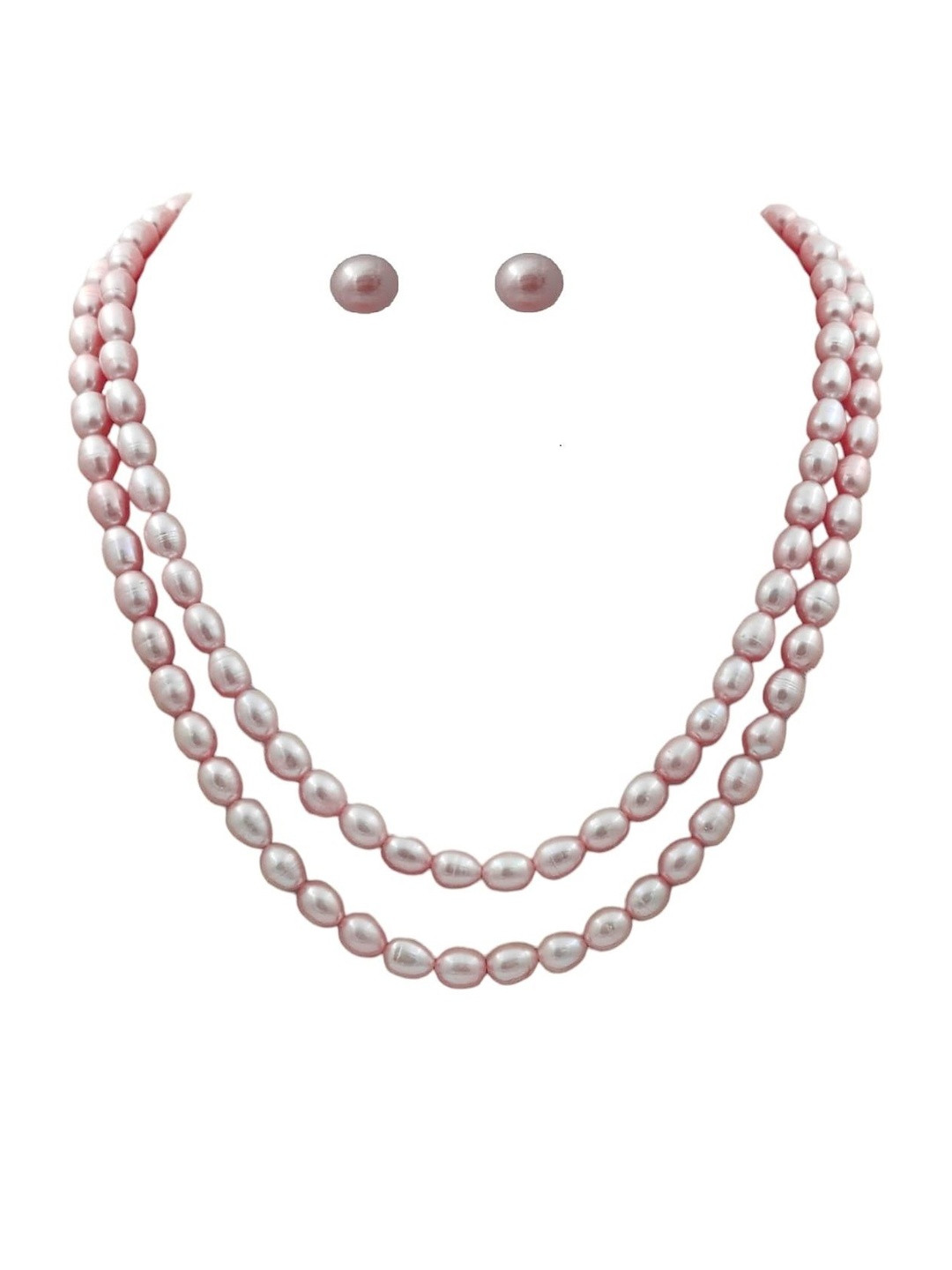 D.D Pearls Pearls Beaded 2 Layered Necklace With Earrings