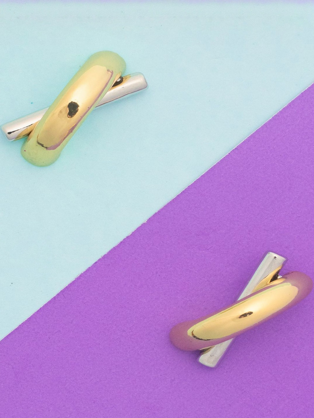 Jewelz Dual-Tone Twist Bar Stud Earrings