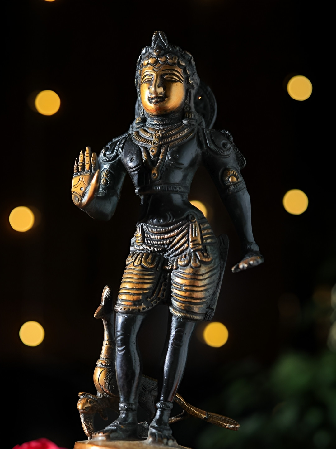 Revive Home Brown & Yellow Religious Textured Lord Kartikeya Showpieces