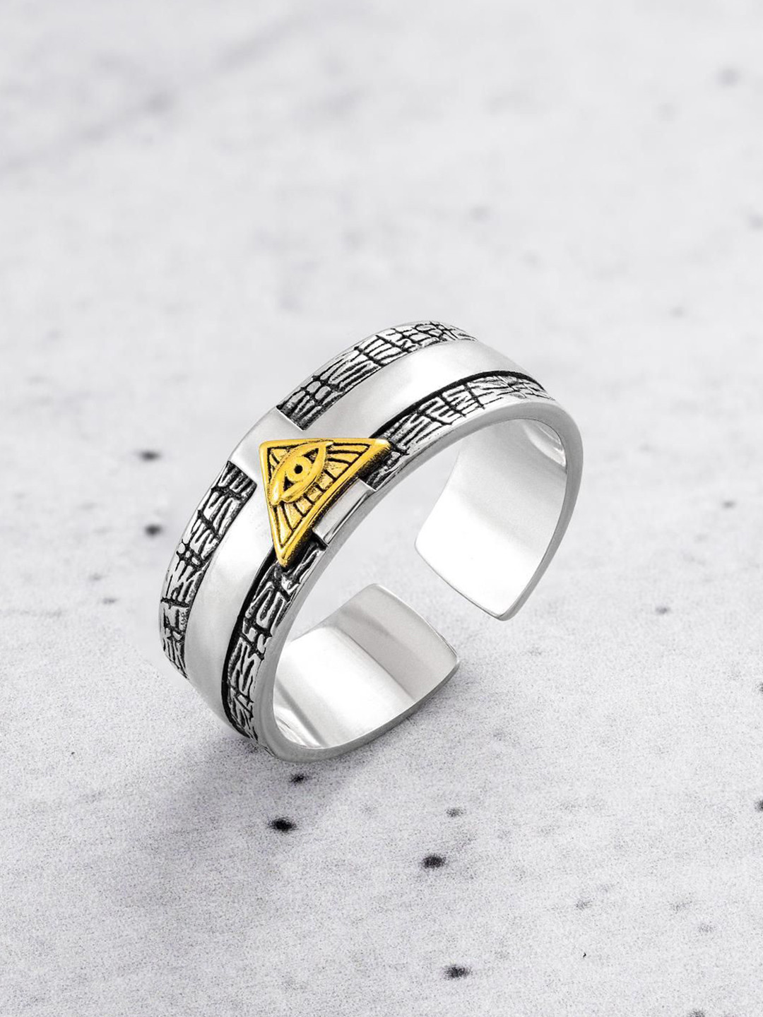 ORIONZ Men Sterling Silver Eyeconic Flex Adjustable Finger Ring