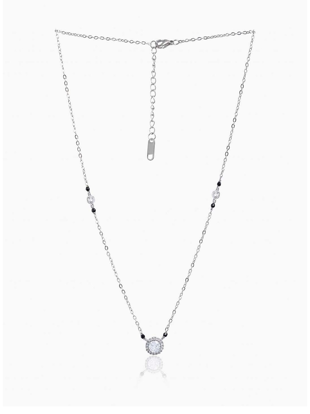 SWASHAA Nyra Solitaire Diamond Silver-Plated Mangalsutra