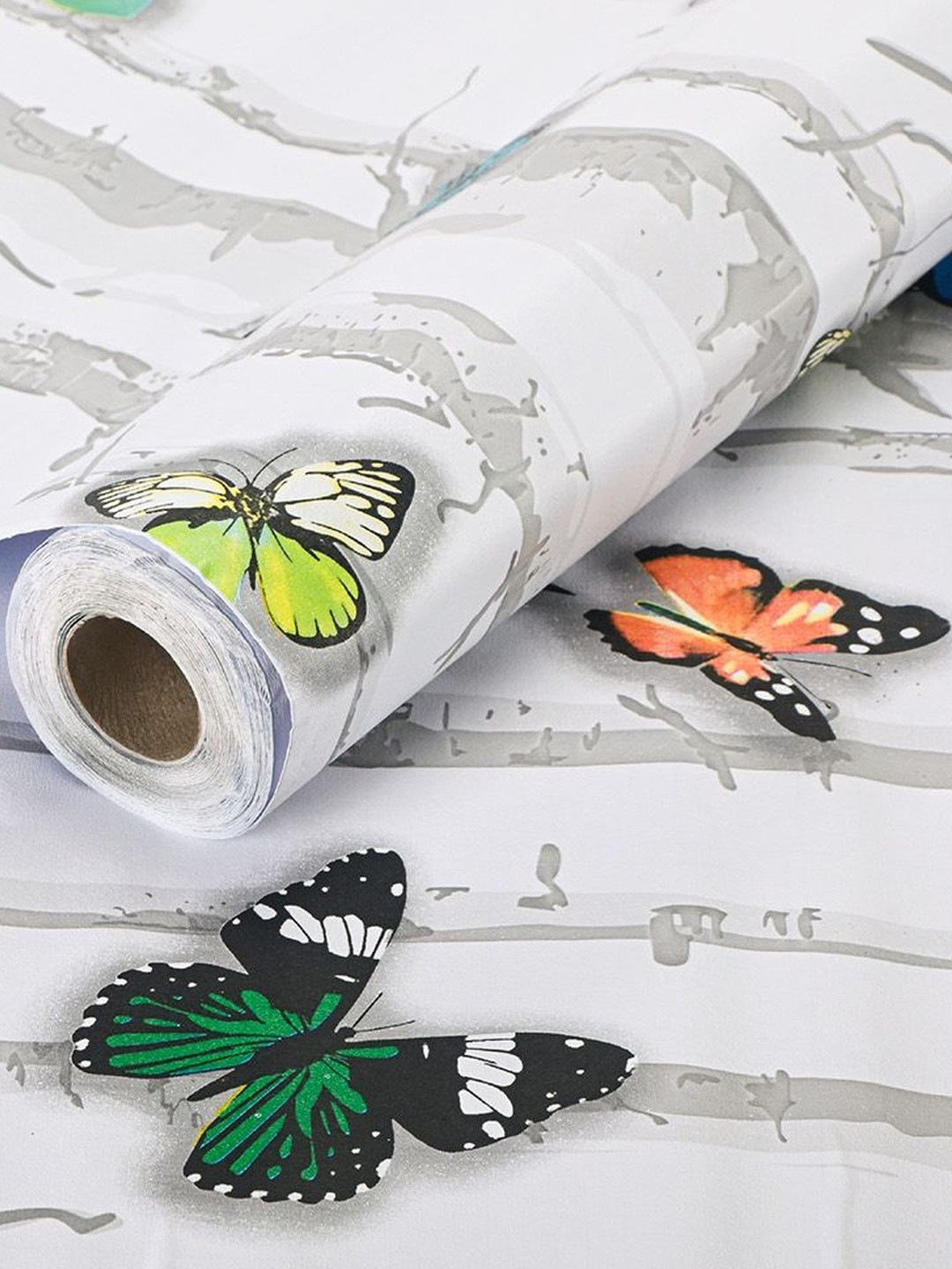 Myntra Elegant Homes 10Mtr PVC Waterproof Self Adhesive Butterfly Print Wallpaper
