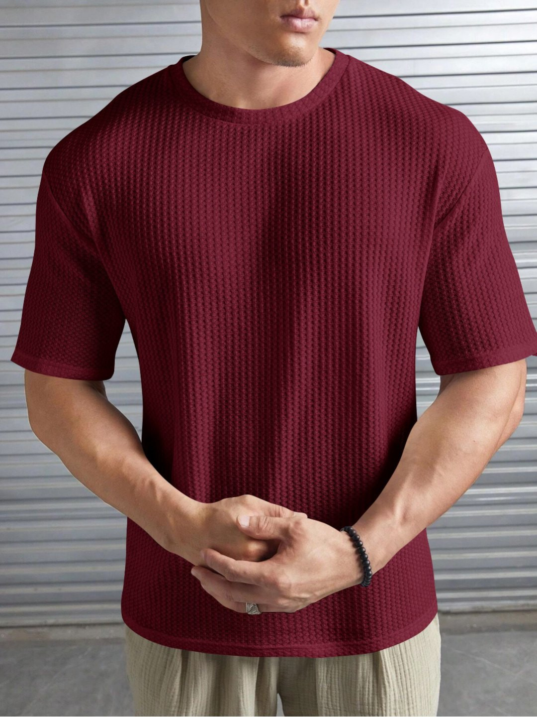 HOODLER Striped Round Neck Pure Cotton T-shirt