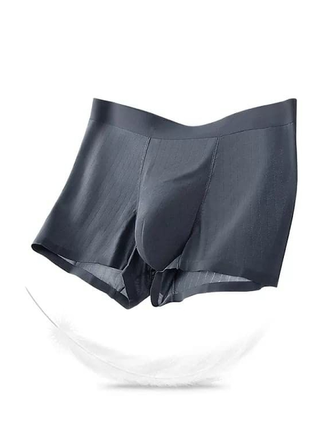 ASJAR Men Ice-Silk Cotton Boxer Brief Soft Breathable Plain Underwear