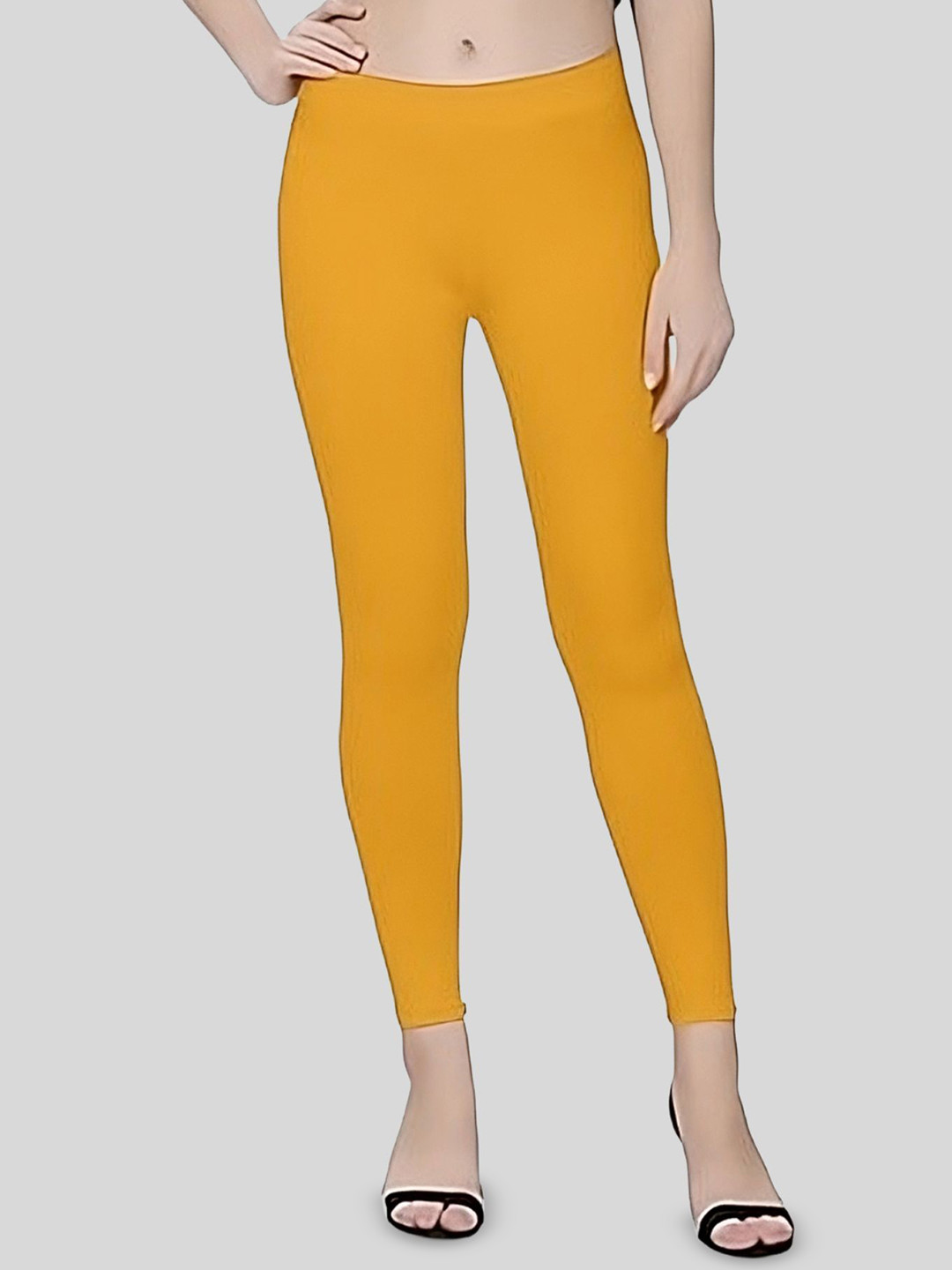 ZAYANQA Women Slim-Fit Ankle-Length Stretchable Cotton Mustard Leggings