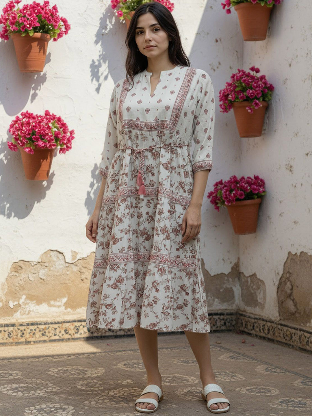 Rangita Ethnic Motifs Print Fit & Flare Midi Dress