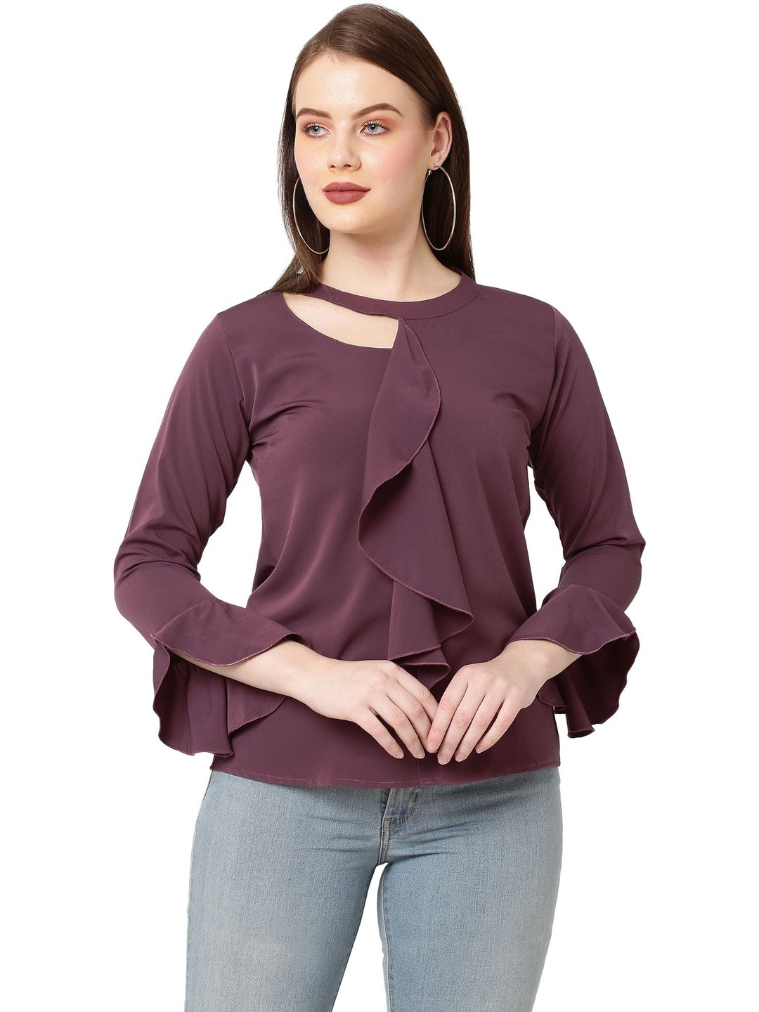 G0-4 IT Flared Sleeve Ruffles Georgette Top